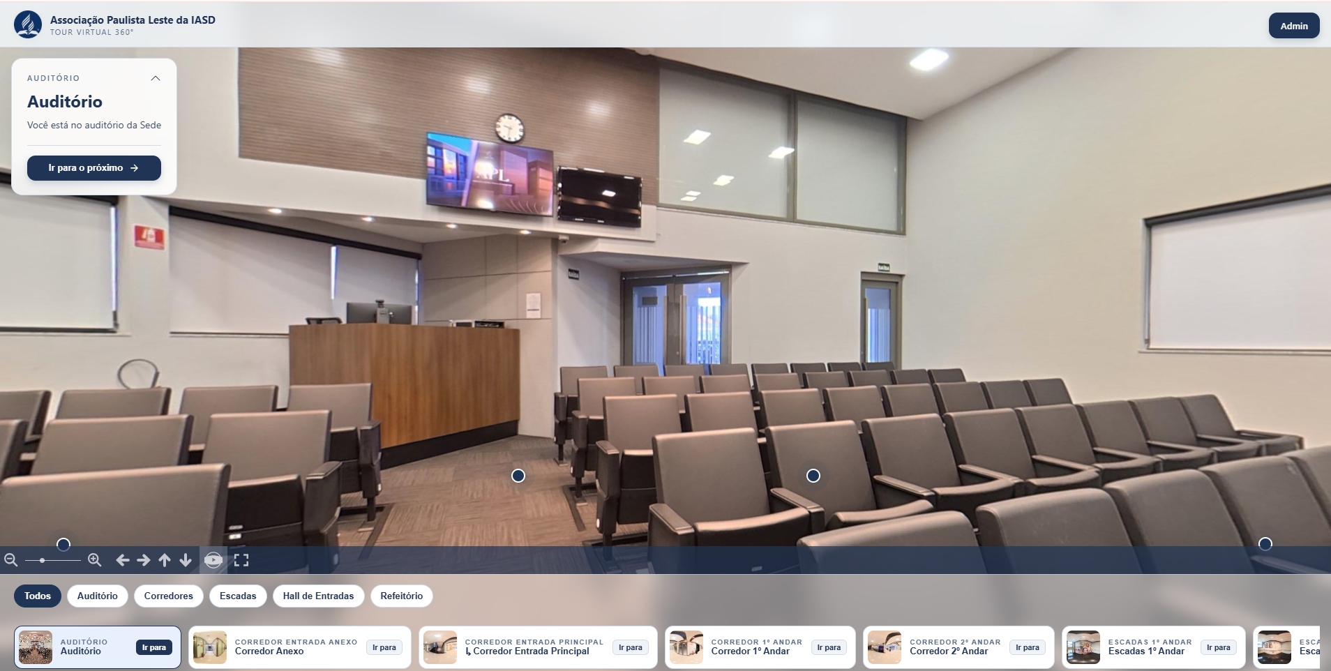 Interface do projeto Tour Virtual 360° APL
