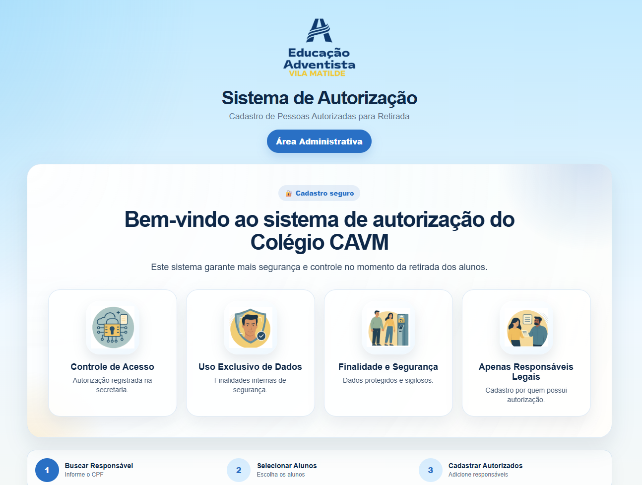 Interface do projeto Sistema de Autorização Escolar