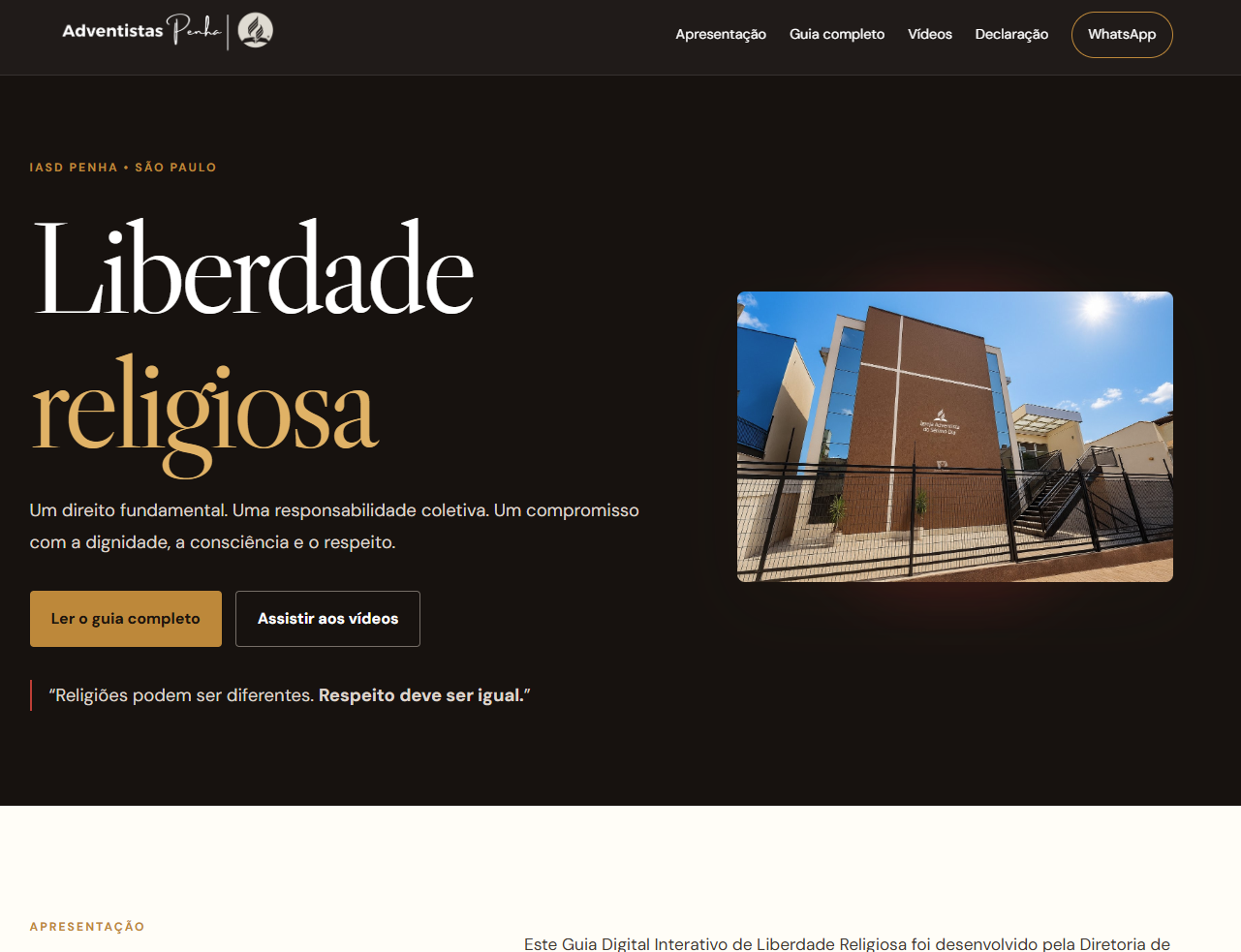 Interface do projeto Guia de Liberdade Religiosa