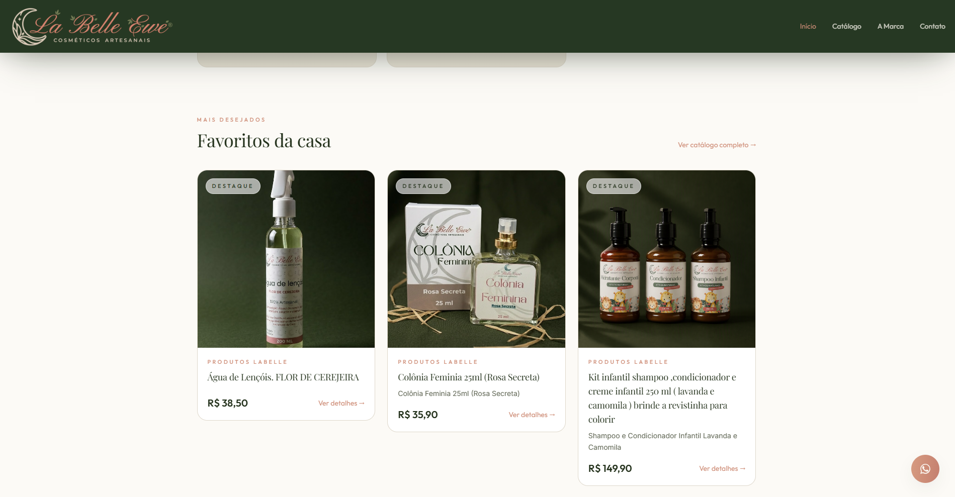 Interface do projeto La Belle Ewe